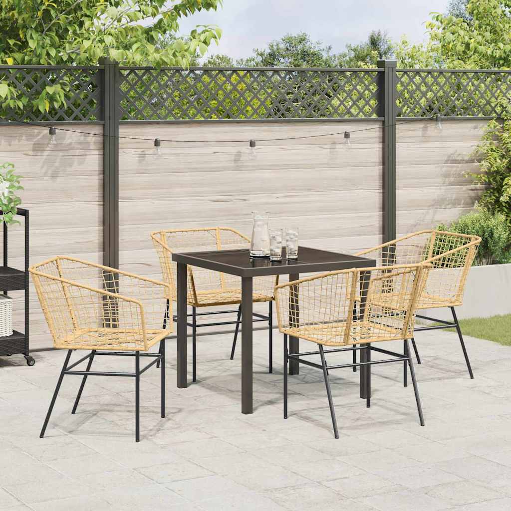 vidaXL Garden Dining Set 5 pcs Brown Poly Rattan
