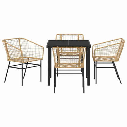 vidaXL Garden Dining Set 5 pcs Brown Poly Rattan