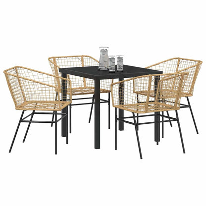 vidaXL Garden Dining Set 5 pcs Brown Poly Rattan