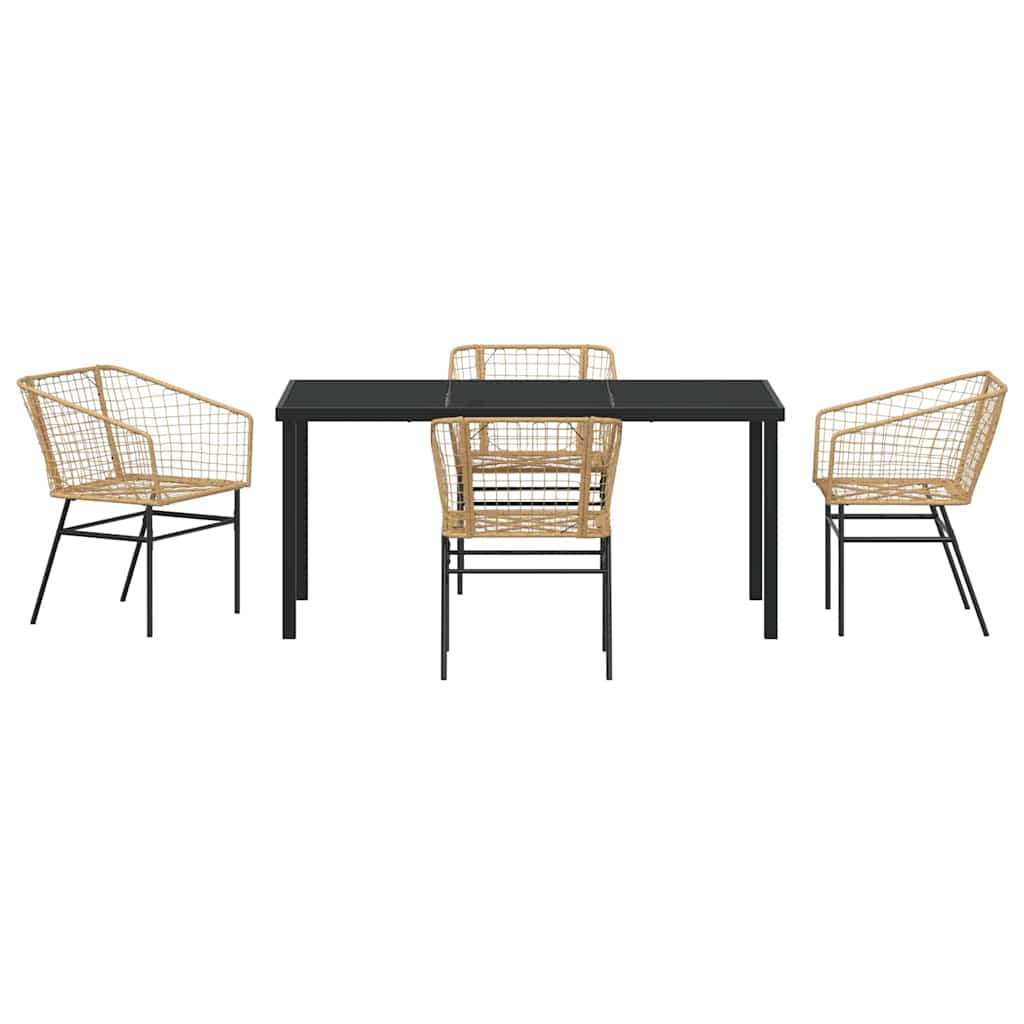 vidaXL Garden Dining Set 5 pcs Brown Poly Rattan