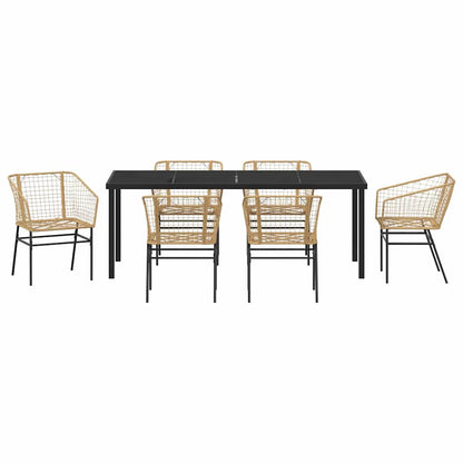 vidaXL Garden Dining Set 7 pcs Brown Poly Rattan