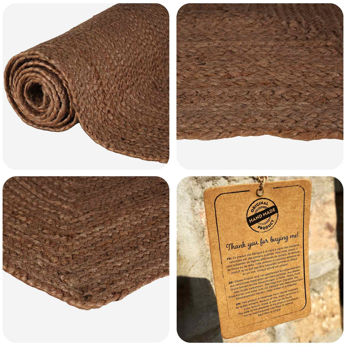 vidaXL Area Rug Grey 80 x 200 cm Jute