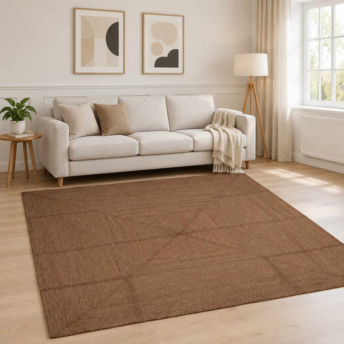 vidaXL Area Rug Grey 240 x 240 cm Jute