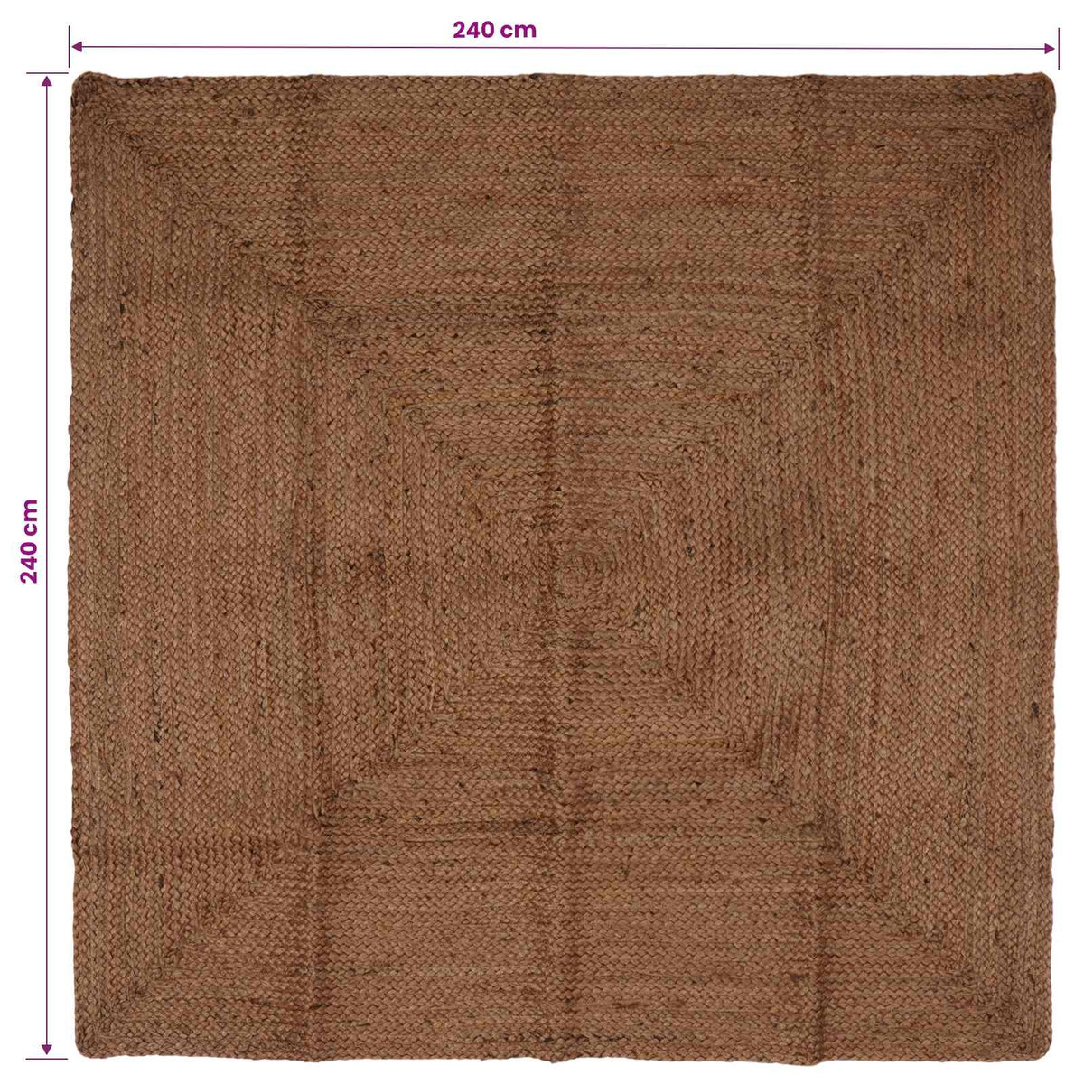 vidaXL Area Rug Grey 240 x 240 cm Jute