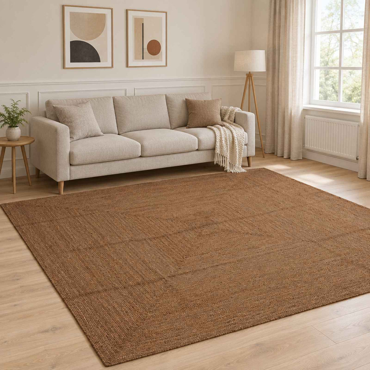 vidaXL Area Rug Grey 300 x 300 cm Jute
