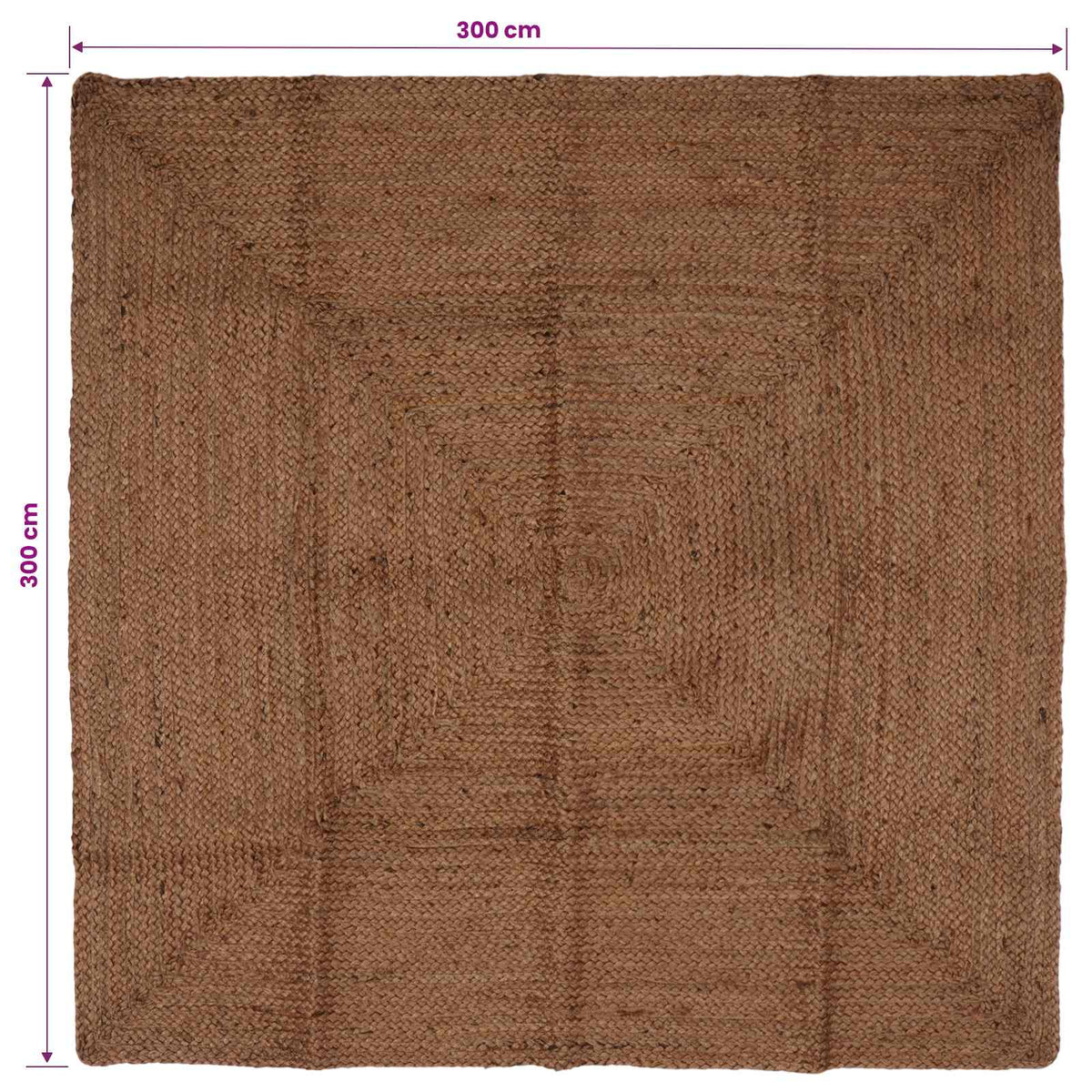 vidaXL Area Rug Grey 300 x 300 cm Jute