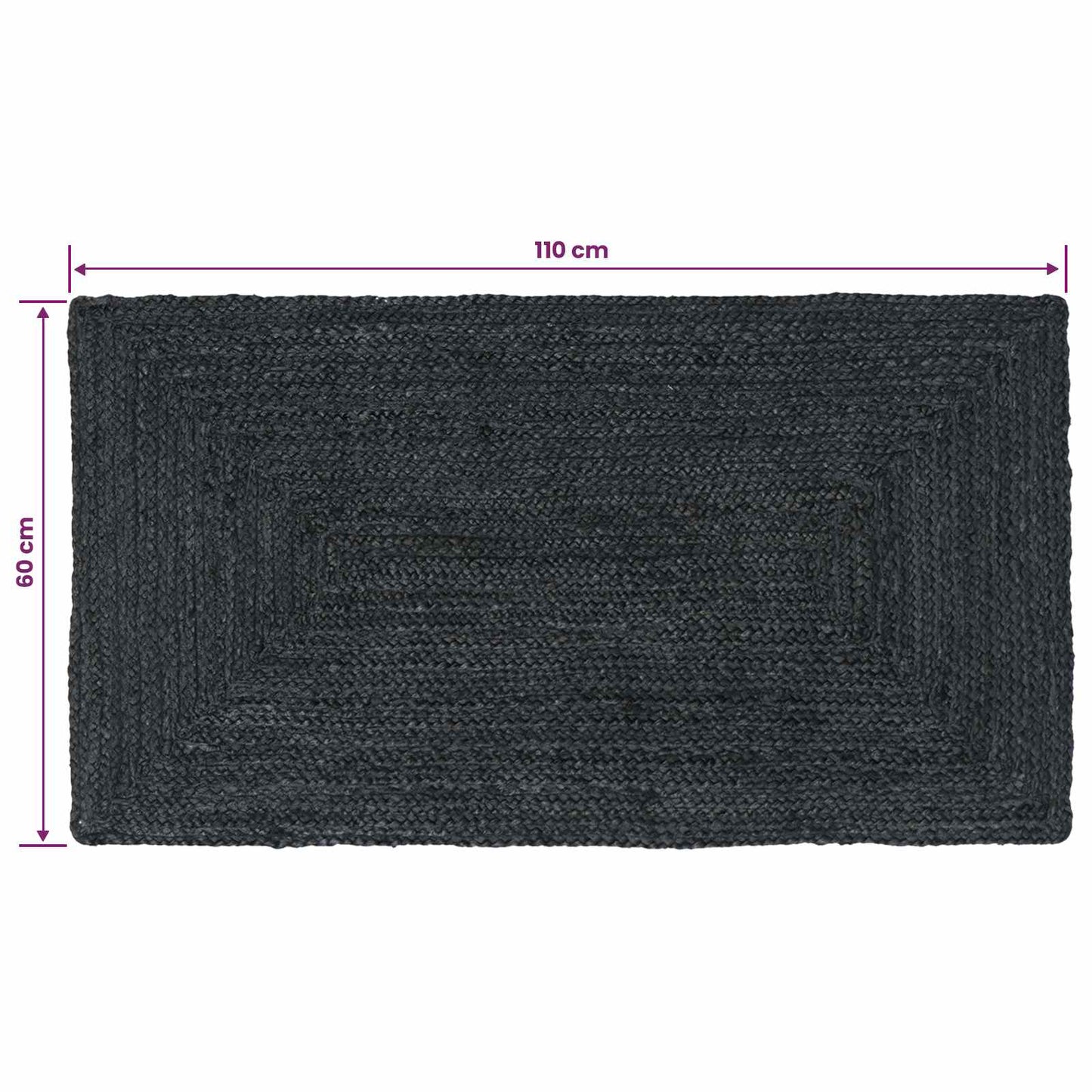 vidaXL Area Rugs Rectangular Dark Grey 60 x 110 cm Jute