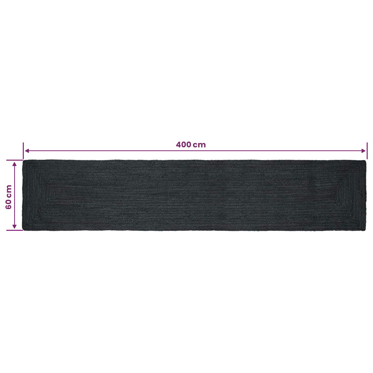 vidaXL Area Rugs Rectangular Dark Grey 60 x 400 cm Jute