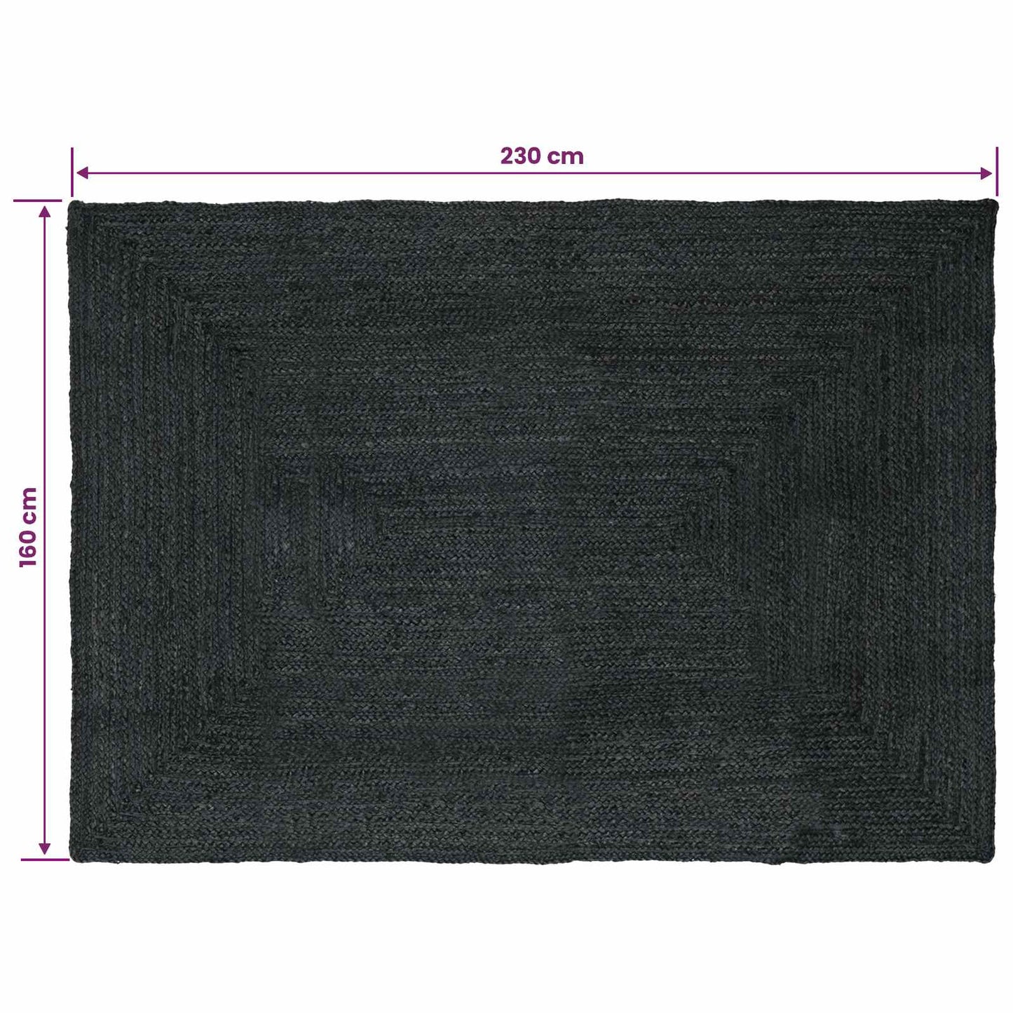 vidaXL Area Rugs Rectangular Dark Grey 160 x 230 cm Jute