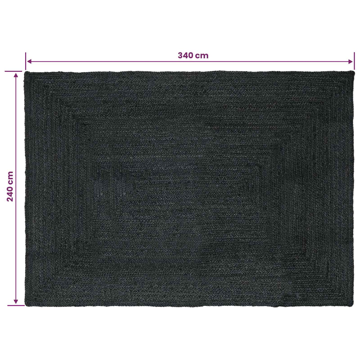 vidaXL Area Rugs Rectangular Dark Grey 240 x 340 cm Jute