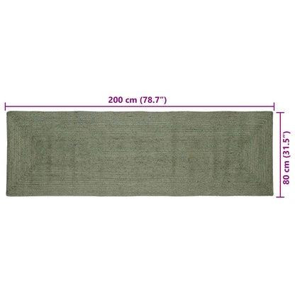 vidaXL Area Rugs Rectangular Olive Green 80 x 200 cm Jute