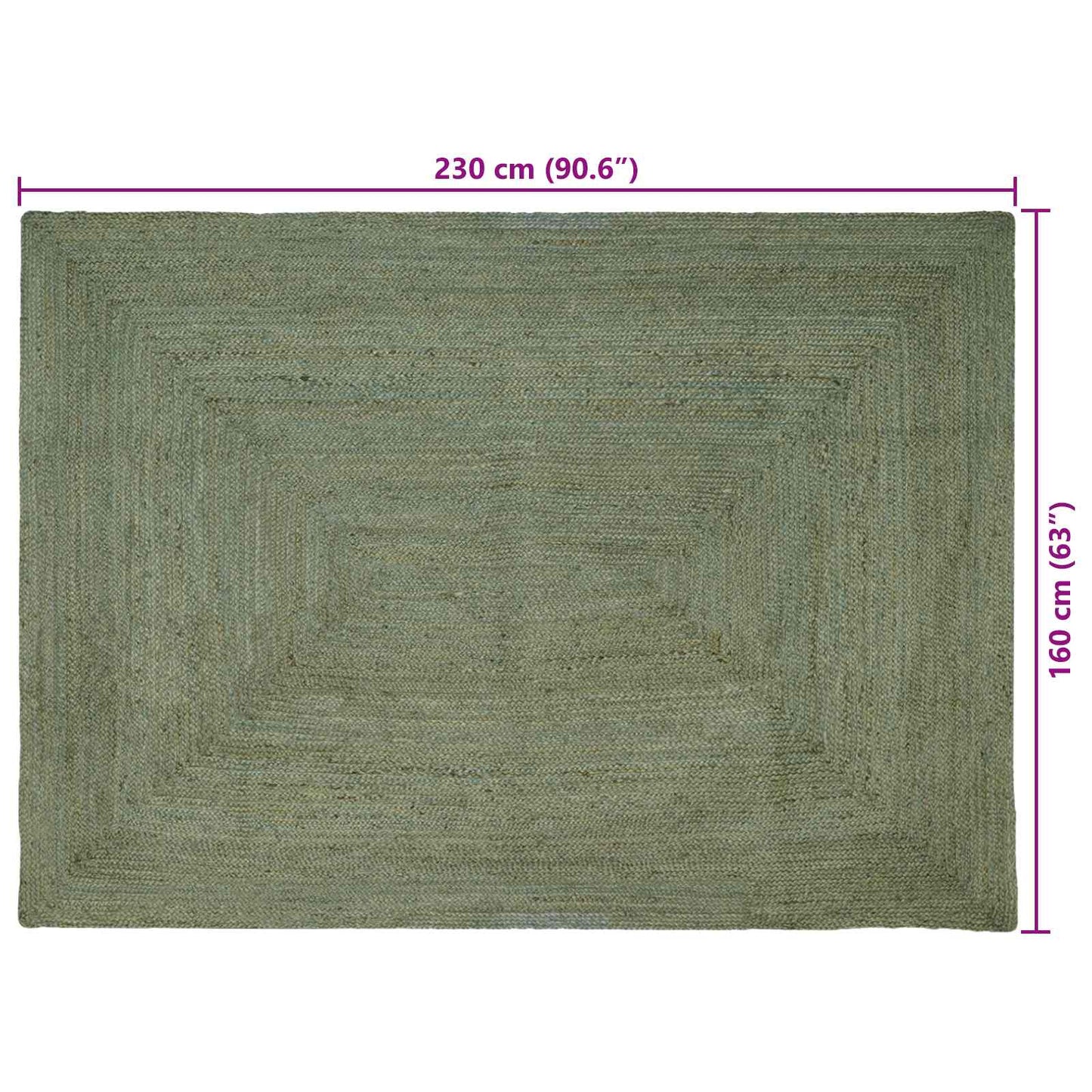 vidaXL Area Rugs Rectangular Olive Green 160 x 230 cm Jute