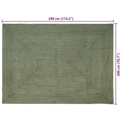vidaXL Area Rugs Rectangular Olive Green 200 x 290 cm Jute