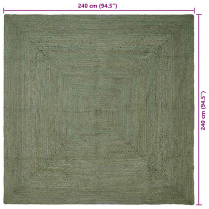 vidaXL Area Rugs Square Olive Green 240 x 240 cm Jute