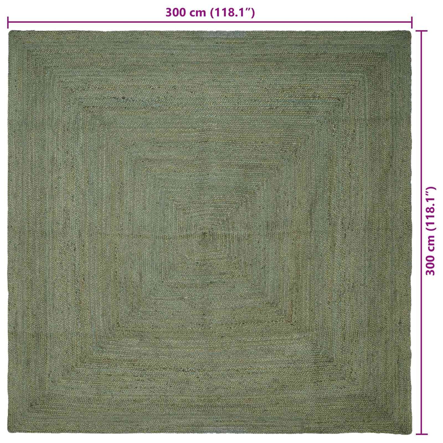 vidaXL Area Rugs Square Olive Green 300 x 300 cm Jute