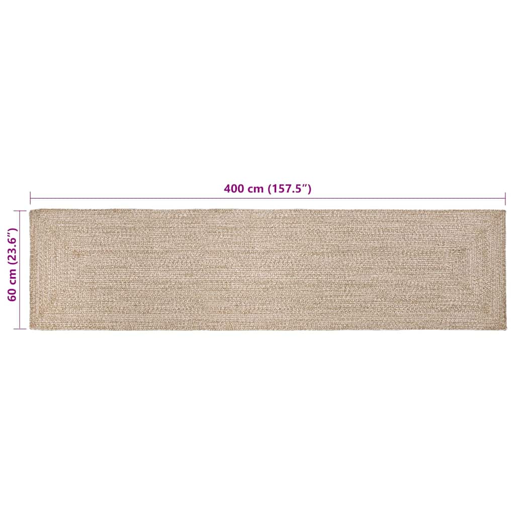 vidaXL Area Rugs Natural and White 60 x 400 cm Jute