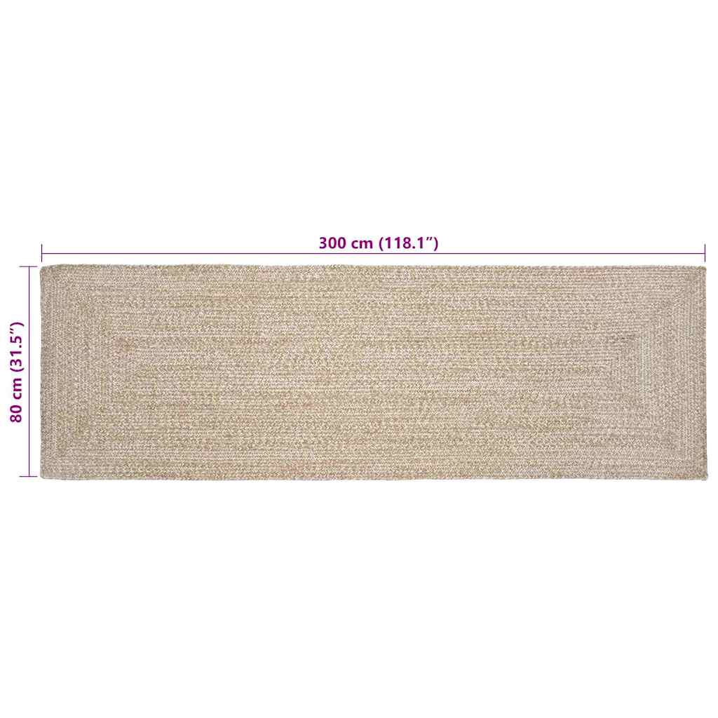 vidaXL Area Rugs Natural and White 80 x 300 cm Jute