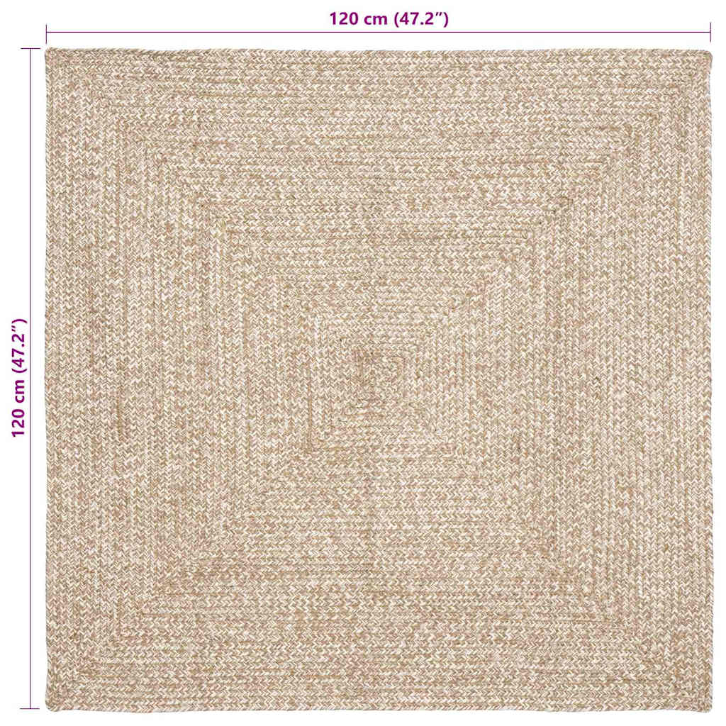 vidaXL Area Rugs Natural and White 120 x 120 cm Jute