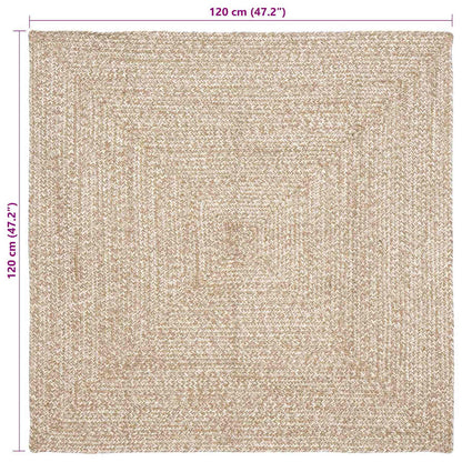 vidaXL Area Rugs Natural and White 120 x 120 cm Jute