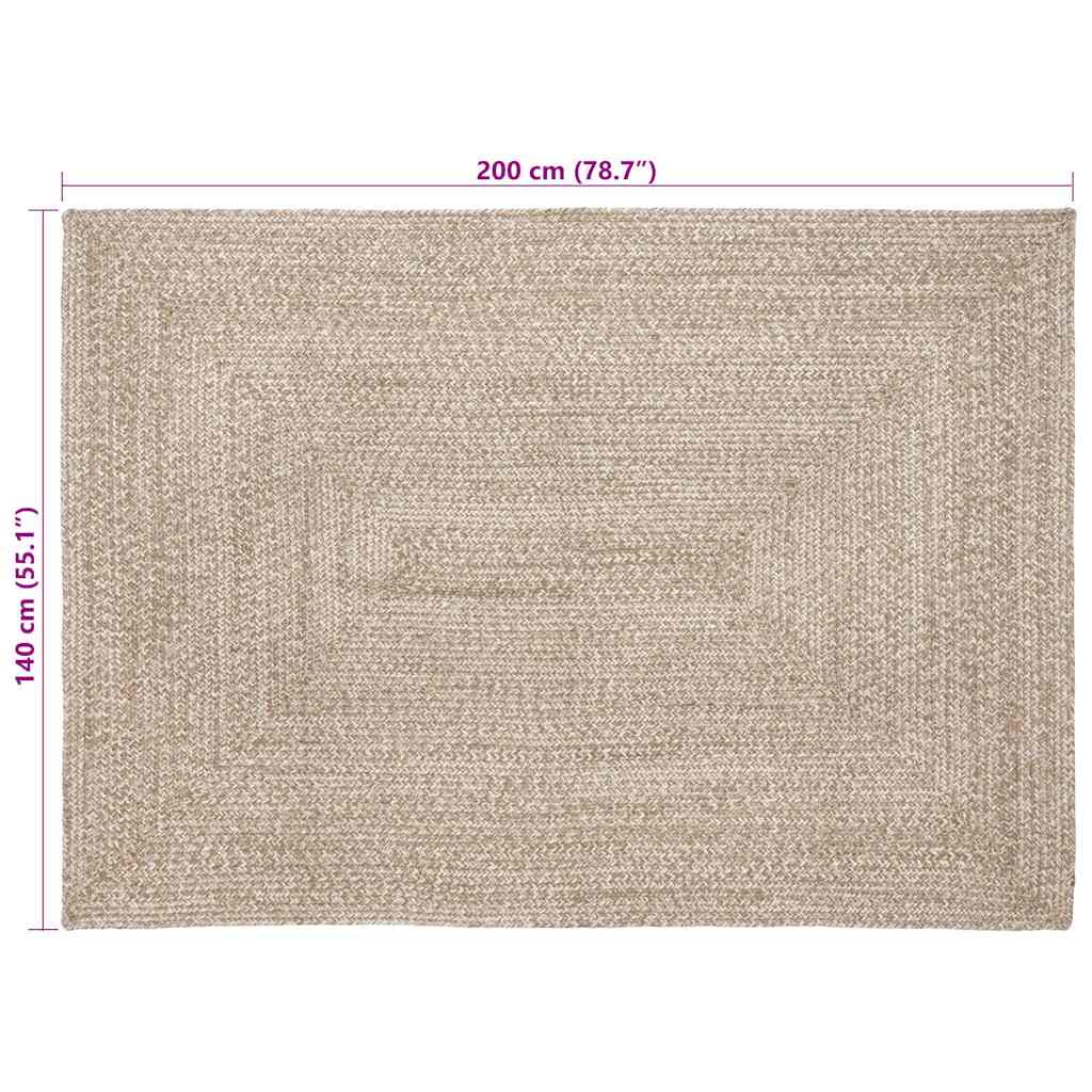 vidaXL Area Rugs Natural and White 140 x 200 cm Jute