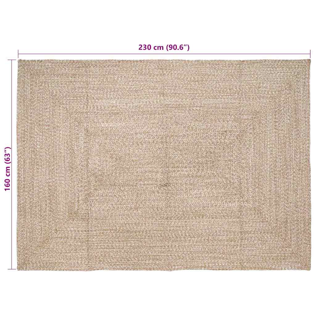 vidaXL Area Rugs Natural and White 160 x 230 cm Jute