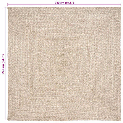 vidaXL Area Rugs Natural and White 240 x 240 cm Jute