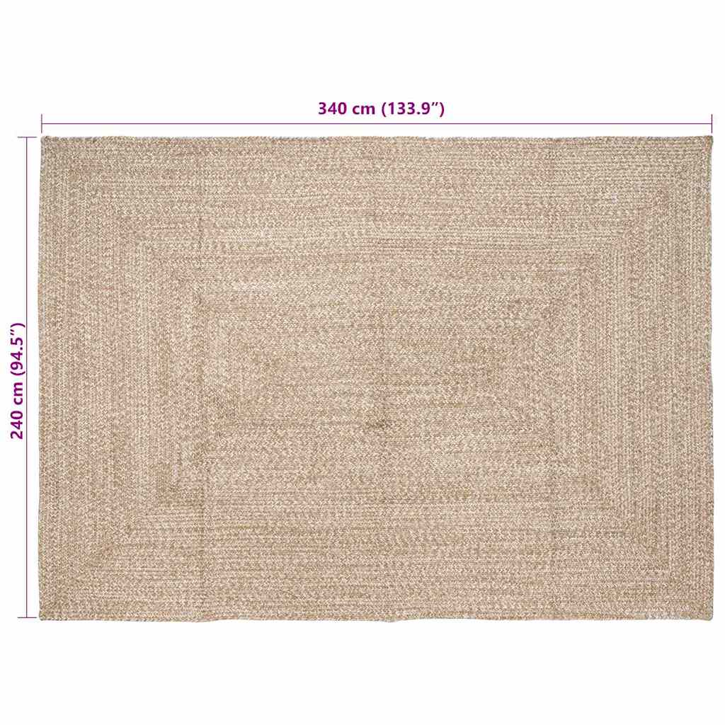 vidaXL Area Rugs Natural and White 240 x 340 cm Jute