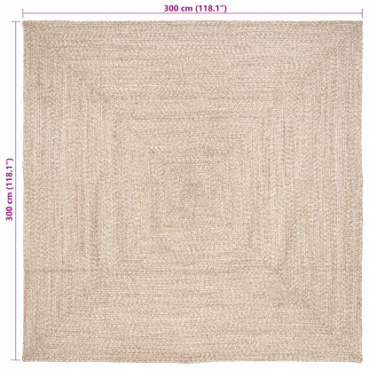vidaXL Area Rugs Natural and White 300 x 300 cm Jute