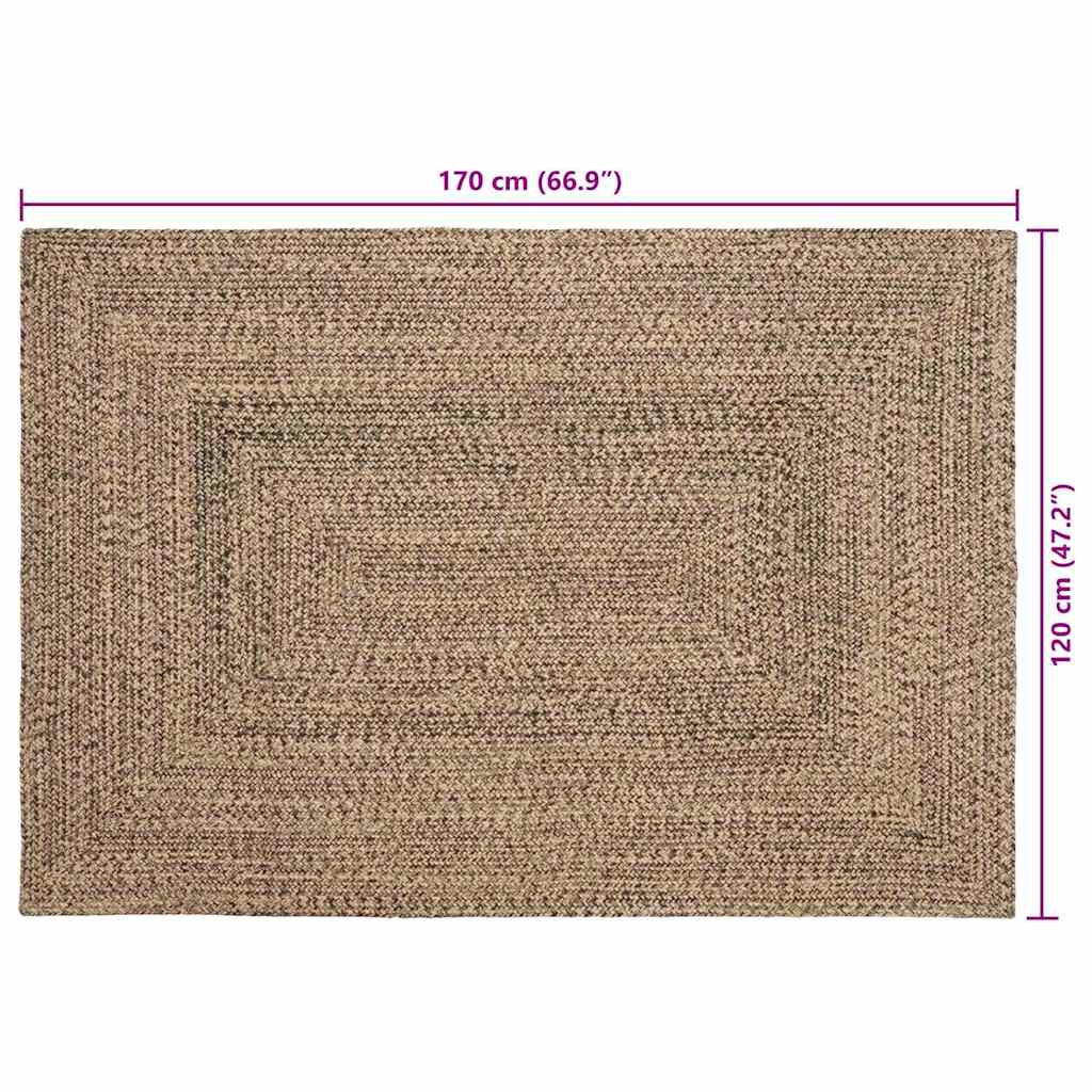vidaXL Area Rugs Natural and Black 120 x 170 cm Jute