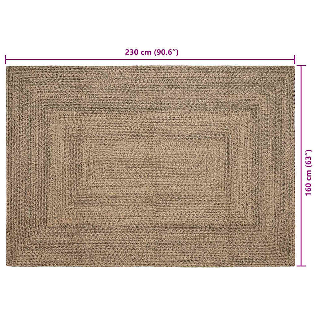 vidaXL Area Rugs Natural and Black 160 x 230 cm Jute