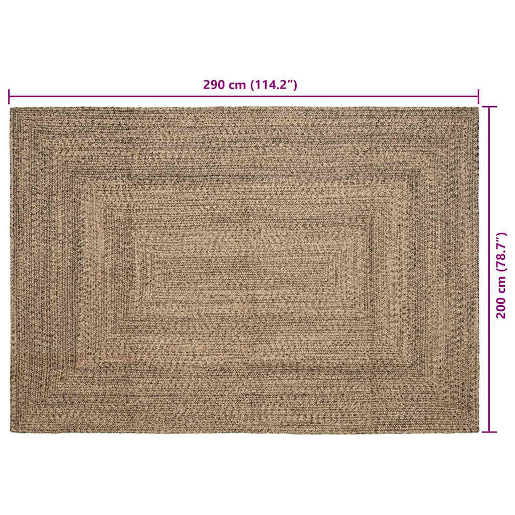 vidaXL Area Rugs Natural and Black 200 x 290 cm Jute