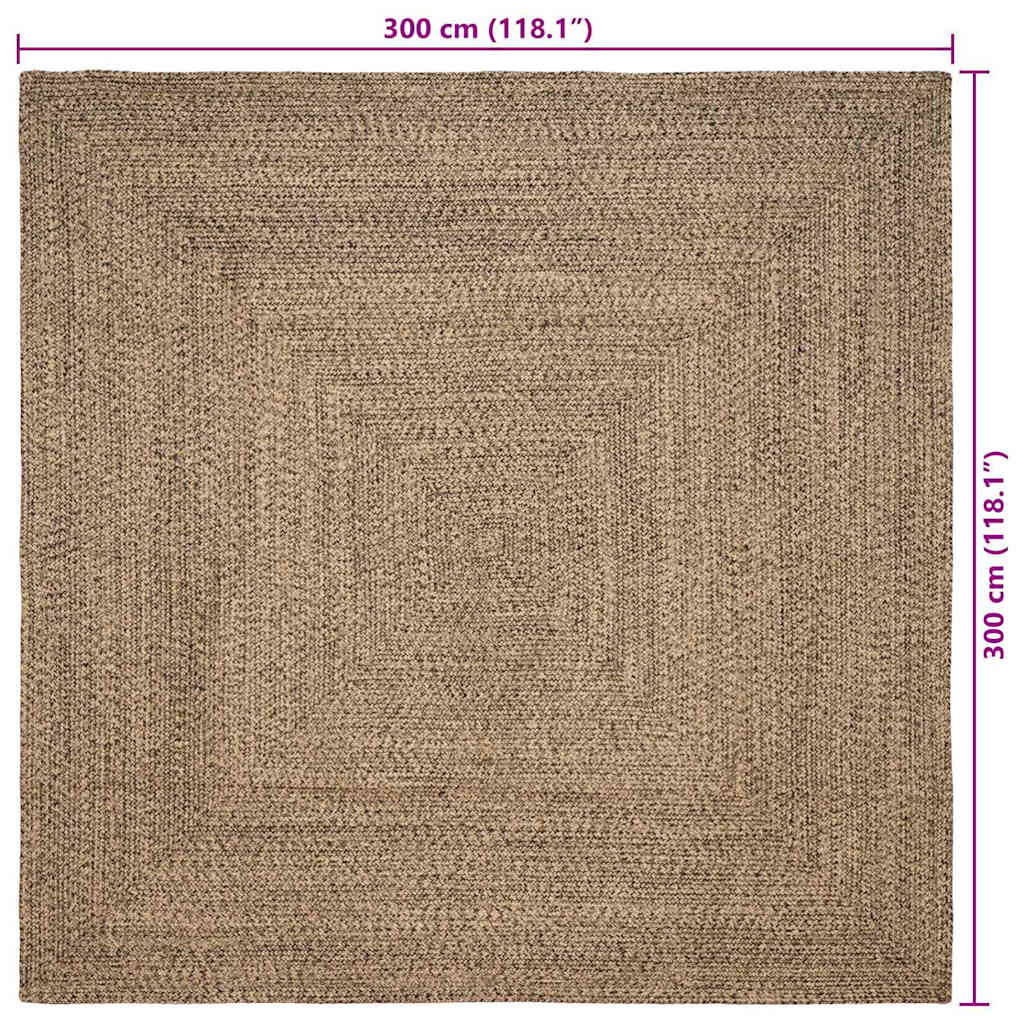 vidaXL Area Rugs Natural and Black 300 x 300 cm Jute