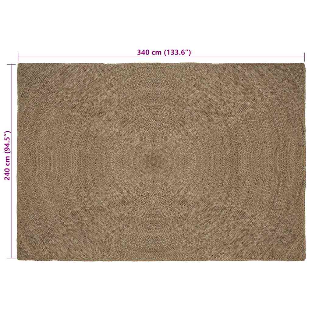 vidaXL Area Rugs Grey 240 x 340 cm Jute