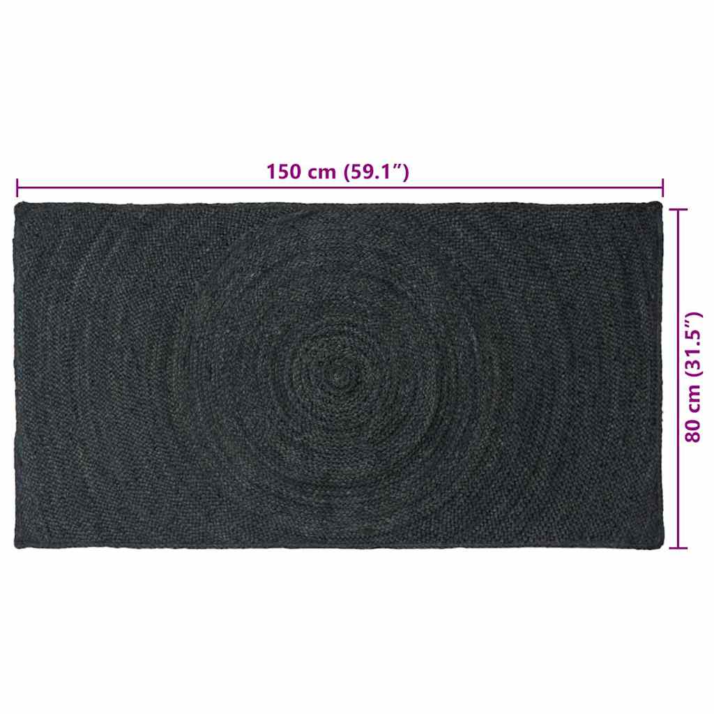 vidaXL Area Rugs Dark Grey 80 x 150 cm Jute