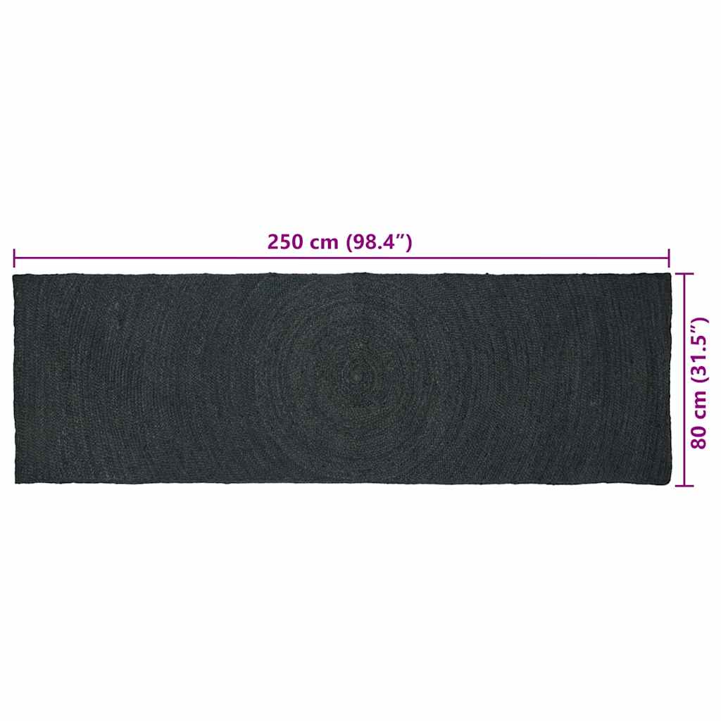 vidaXL Area Rugs Dark Grey 80 x 250 cm Jute
