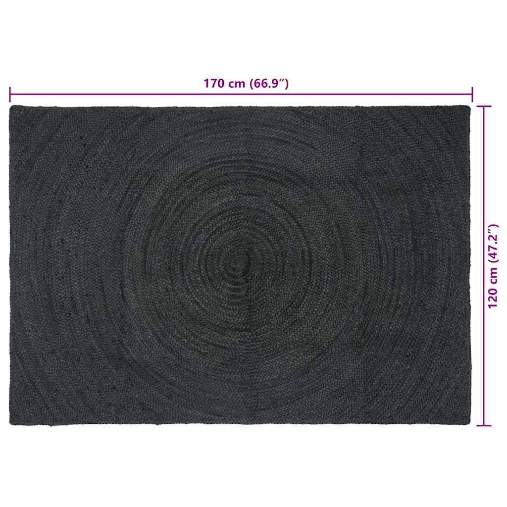 vidaXL Area Rugs Dark Grey 120 x 170 cm Jute