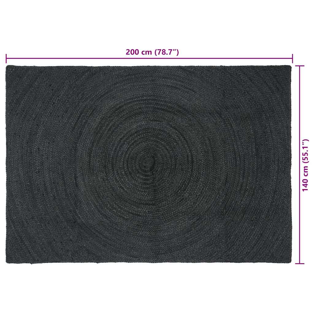 vidaXL Area Rugs Dark Grey 140 x 200 cm Jute