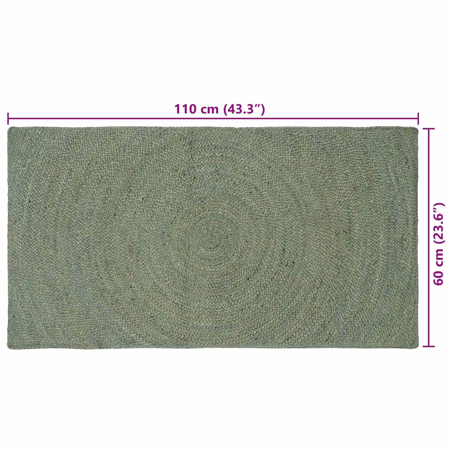 vidaXL Area Rugs Olive Green 60 x 110 cm Jute