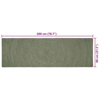 vidaXL Area Rugs Olive Green 80 x 200 cm Jute