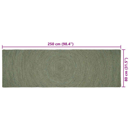 vidaXL Area Rugs Olive Green 80 x 250 cm Jute
