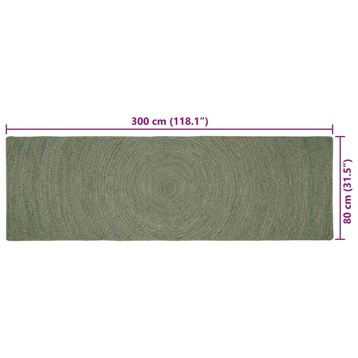 vidaXL Area Rugs Olive Green 80 x 300 cm Jute