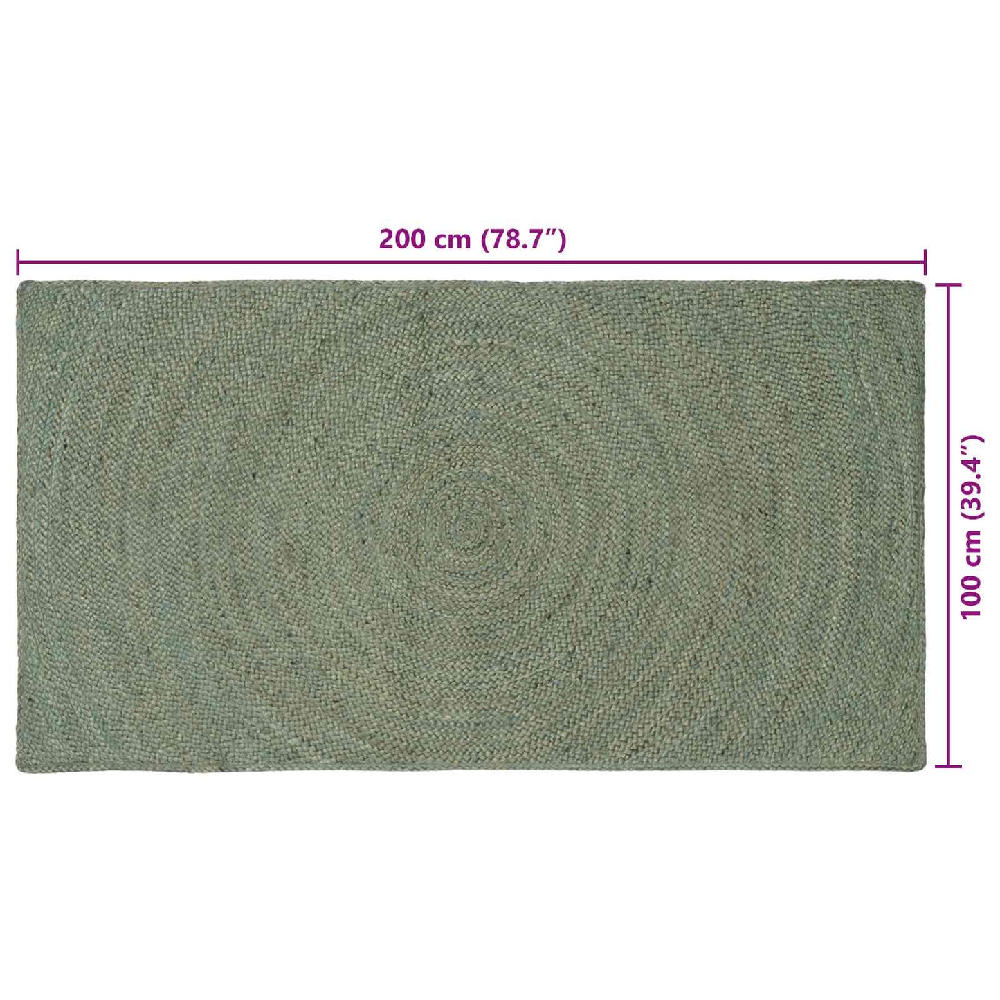 vidaXL Area Rugs Olive Green 100 x 200 cm Jute