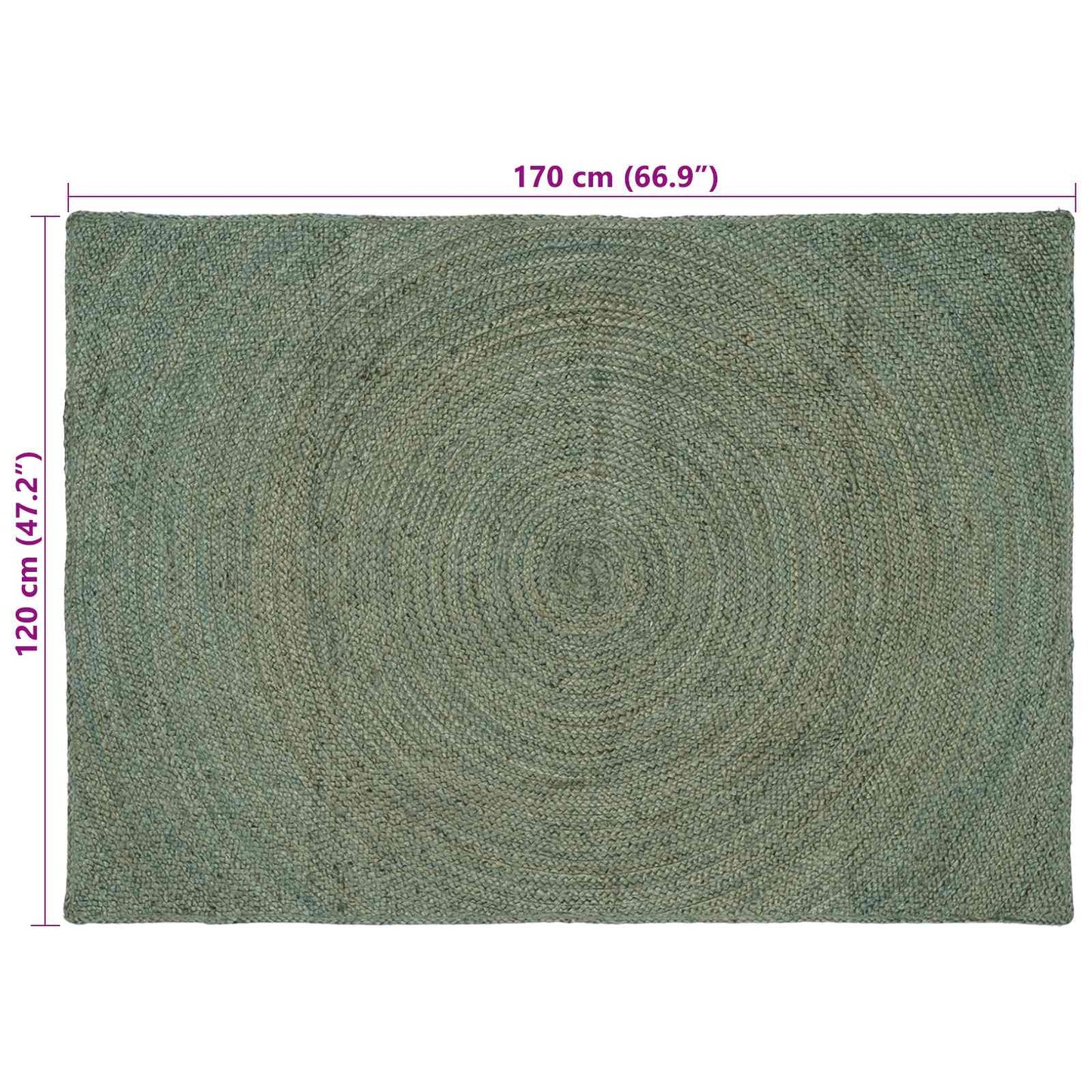 vidaXL Area Rugs Olive Green 120 x 170 cm Jute