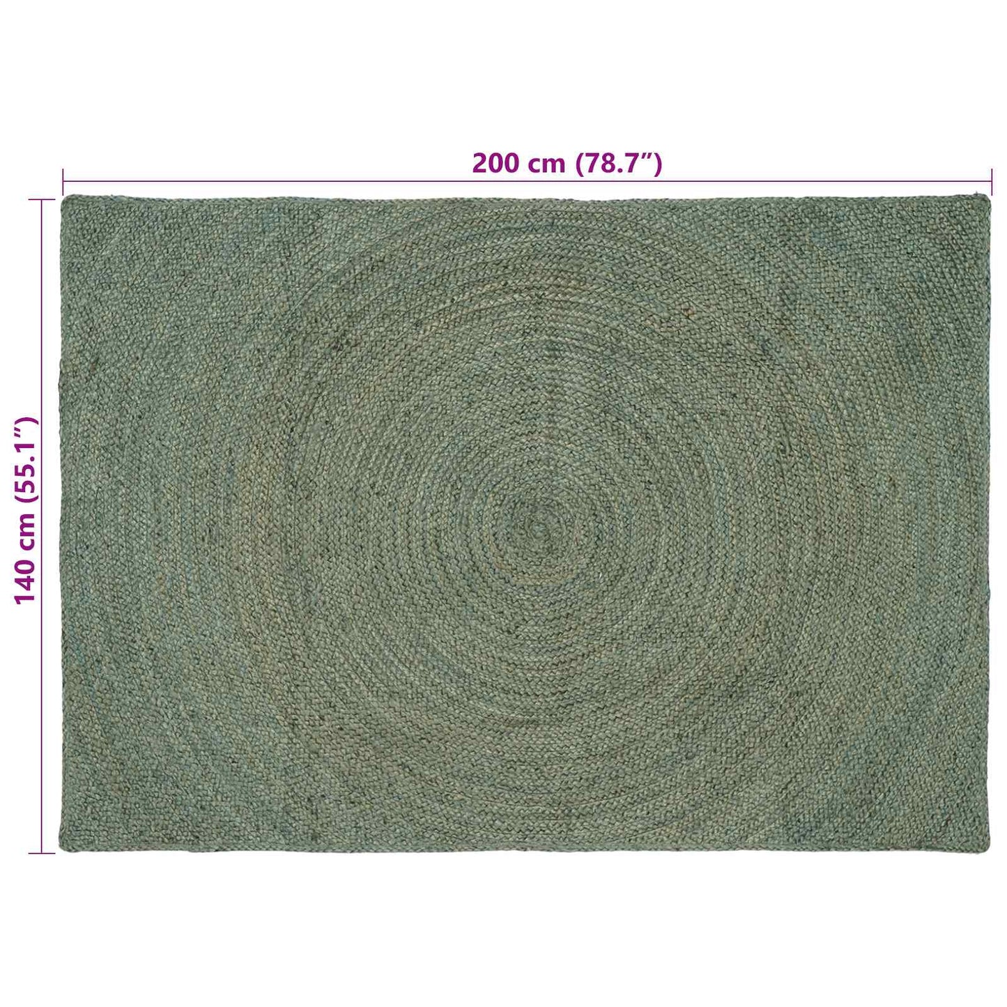vidaXL Area Rugs Olive Green 140 x 200 cm Jute