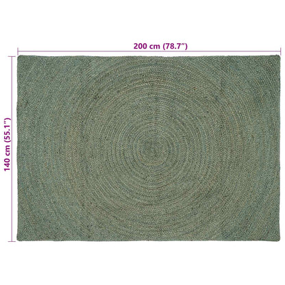 vidaXL Area Rugs Olive Green 140 x 200 cm Jute