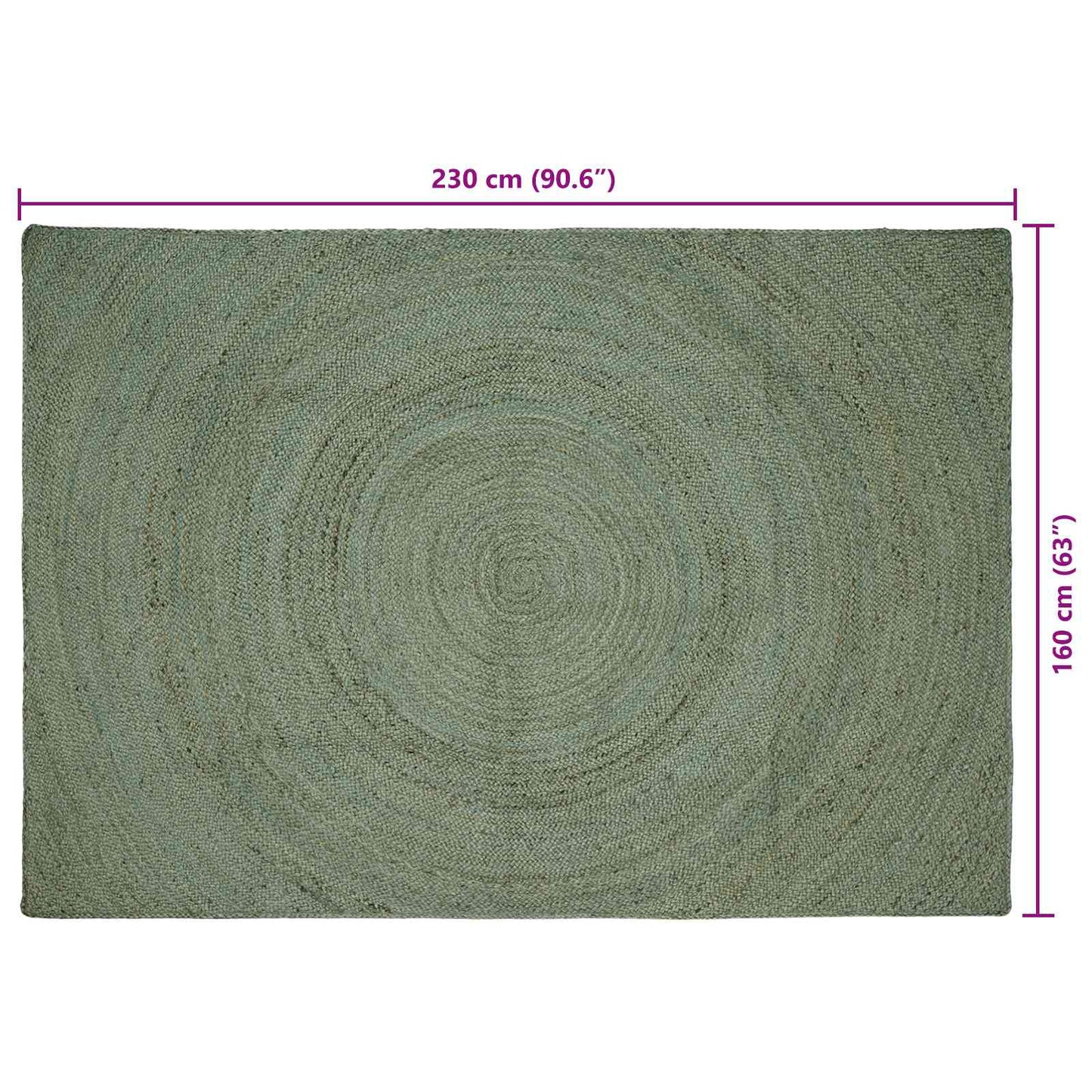 vidaXL Area Rugs Olive Green 160 x 230 cm Jute