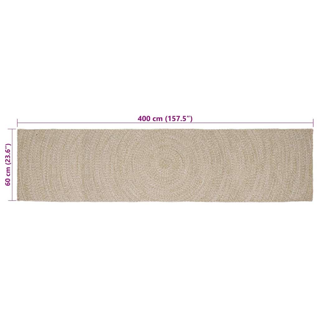 vidaXL Area Rugs Natural and White 60 x 400 cm Jute