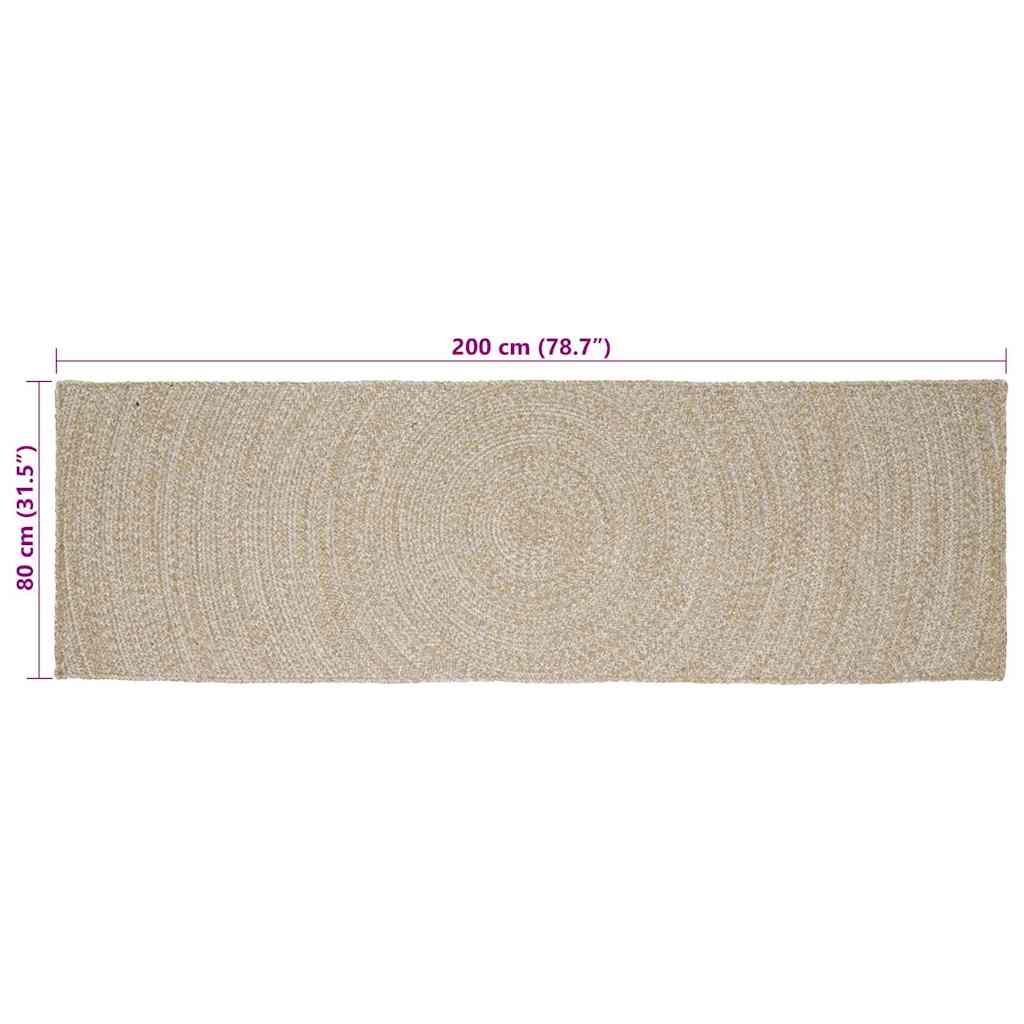 vidaXL Area Rugs Natural and White 80 x 200 cm Jute