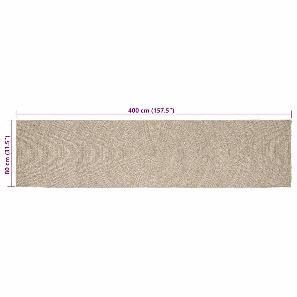 vidaXL Area Rugs Natural and White 80 x 400 cm Jute