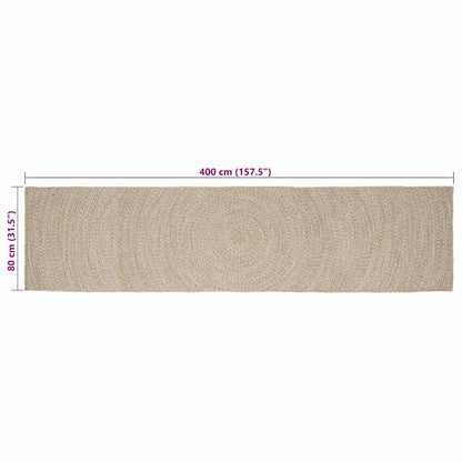vidaXL Area Rugs Natural and White 80 x 400 cm Jute